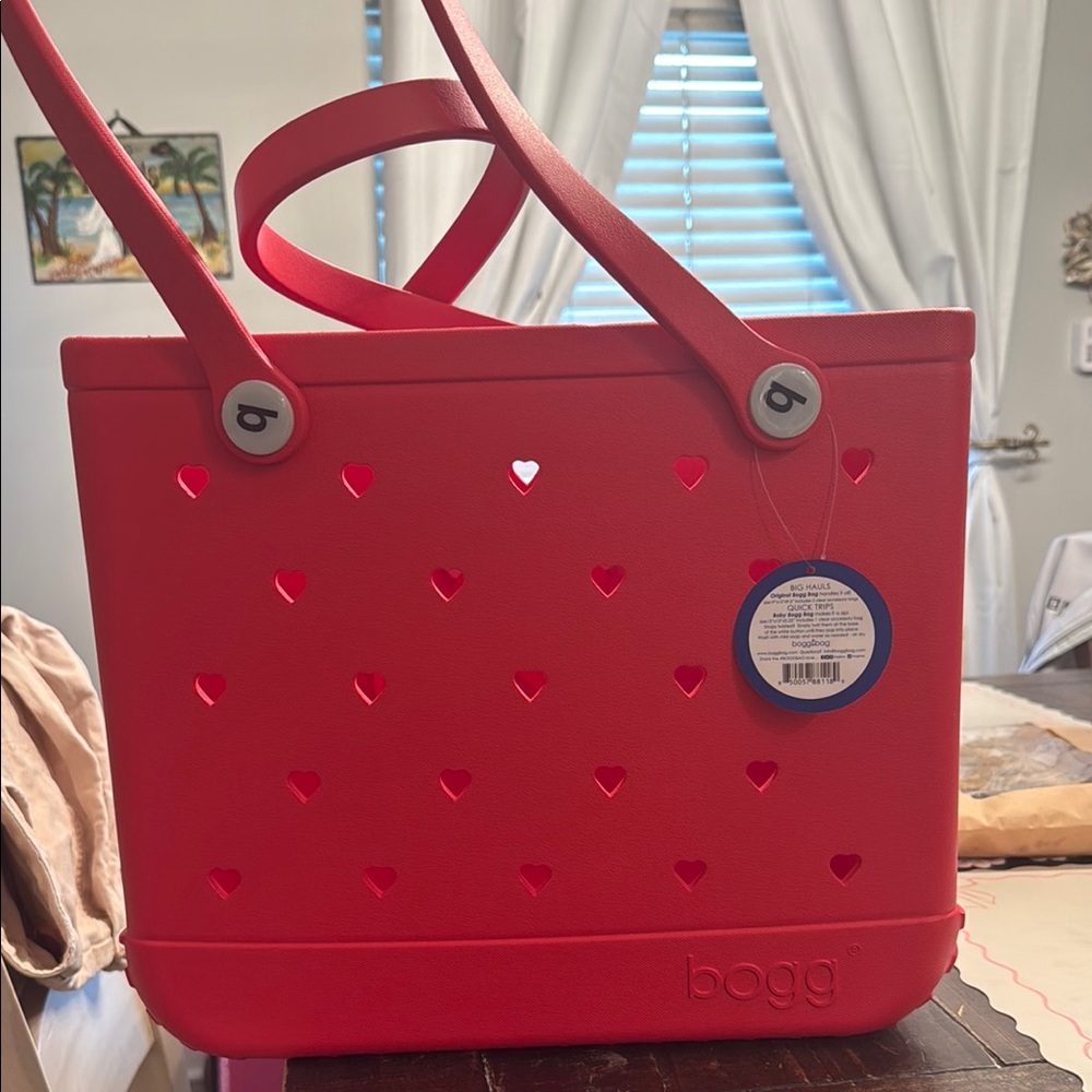 BOGG BAG Red Tote with Perforated Design